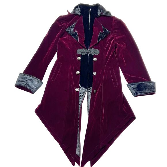 Spirit Halloween Velvet Gothic Vampire Pirate Coat Costume Adult Medium Burgundy - Picture 1 of 8